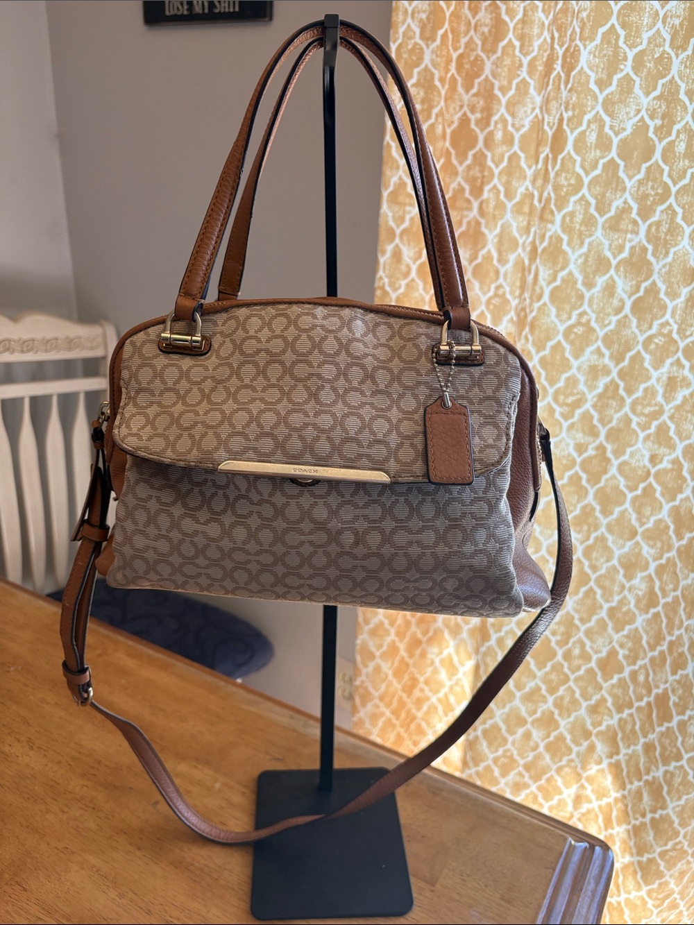 Coach Signature Canvas Shoulder Bag in Brown and Tan